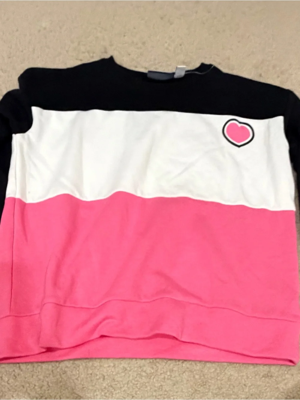 The Children's Place pink and black striped sweatshirt with heart Size 10-12